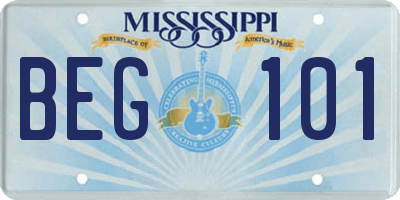 MS license plate BEG101