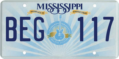 MS license plate BEG117