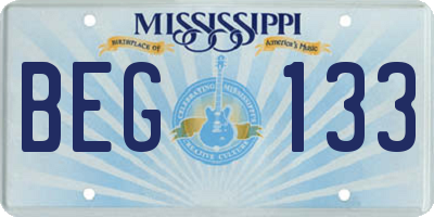 MS license plate BEG133