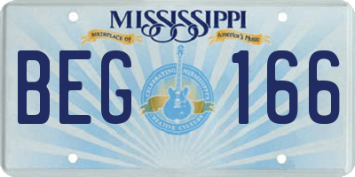 MS license plate BEG166