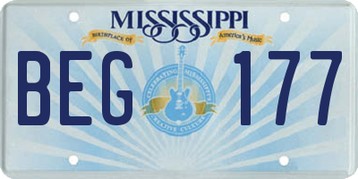 MS license plate BEG177