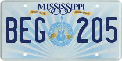 MS license plate BEG205