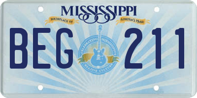 MS license plate BEG211