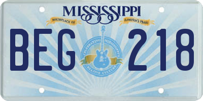 MS license plate BEG218