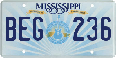 MS license plate BEG236