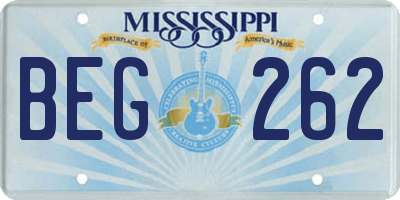 MS license plate BEG262