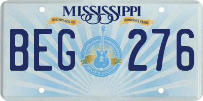 MS license plate BEG276