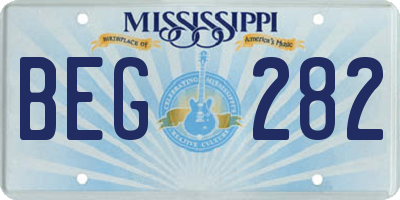 MS license plate BEG282