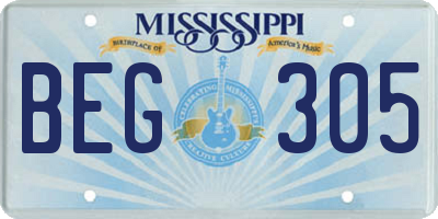 MS license plate BEG305