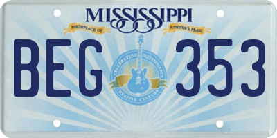 MS license plate BEG353