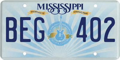 MS license plate BEG402