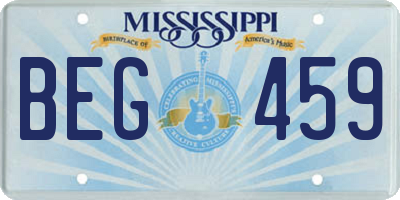 MS license plate BEG459