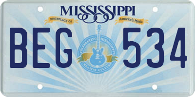 MS license plate BEG534