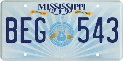 MS license plate BEG543