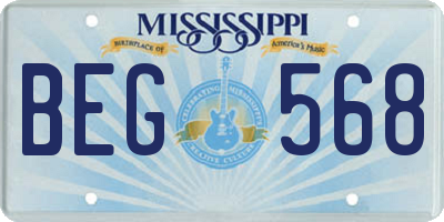 MS license plate BEG568
