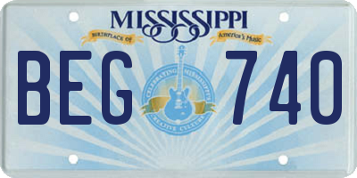 MS license plate BEG740