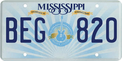 MS license plate BEG820