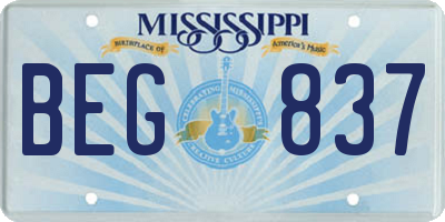 MS license plate BEG837
