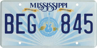 MS license plate BEG845