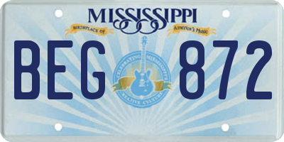 MS license plate BEG872