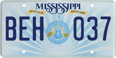MS license plate BEH037