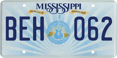 MS license plate BEH062
