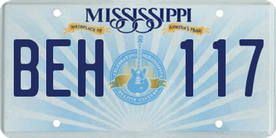 MS license plate BEH117