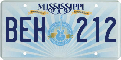 MS license plate BEH212