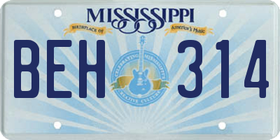 MS license plate BEH314