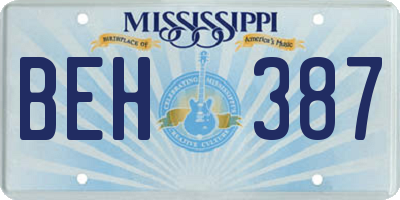 MS license plate BEH387