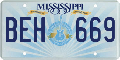 MS license plate BEH669