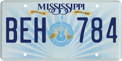 MS license plate BEH784