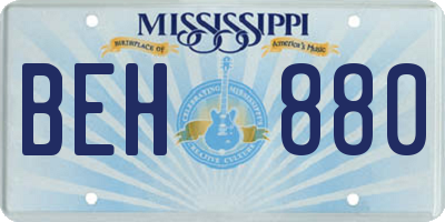 MS license plate BEH880