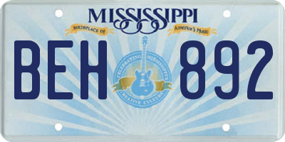 MS license plate BEH892