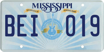 MS license plate BEI019