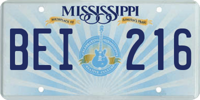 MS license plate BEI216