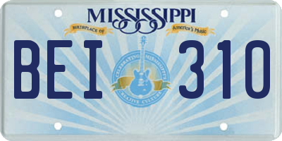 MS license plate BEI310