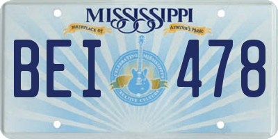 MS license plate BEI478