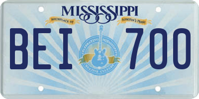 MS license plate BEI700