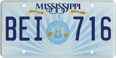 MS license plate BEI716