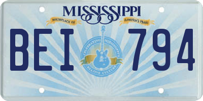 MS license plate BEI794