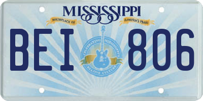 MS license plate BEI806