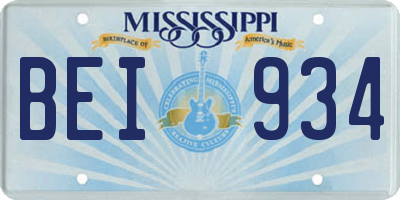 MS license plate BEI934