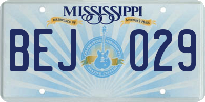 MS license plate BEJ029