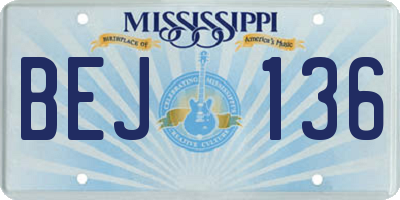 MS license plate BEJ136