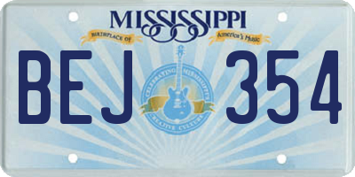 MS license plate BEJ354
