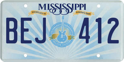 MS license plate BEJ412