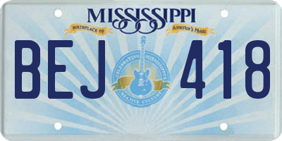 MS license plate BEJ418