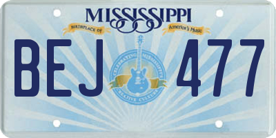 MS license plate BEJ477