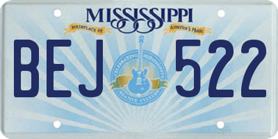 MS license plate BEJ522